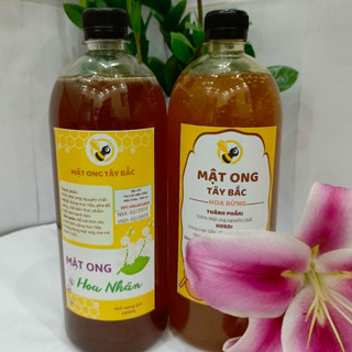Combo 1lit mật ong nhãn và 1lit mật ong rừng nguyên chất đặc sản tây bắc chuẩn vị tự nhiên