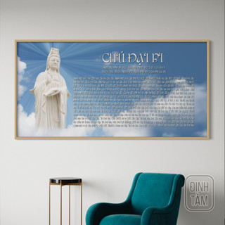 Tranh In Canvas | Chú Đại Bi Và Quan Âm | Tranh Đã Đóng Khung Hoàn Thiện Kèm Đinh Treo | Định Tâm DTWH1F003