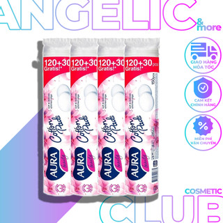 Bông tẩy trang aura beauty 150 miếng cotton pads.