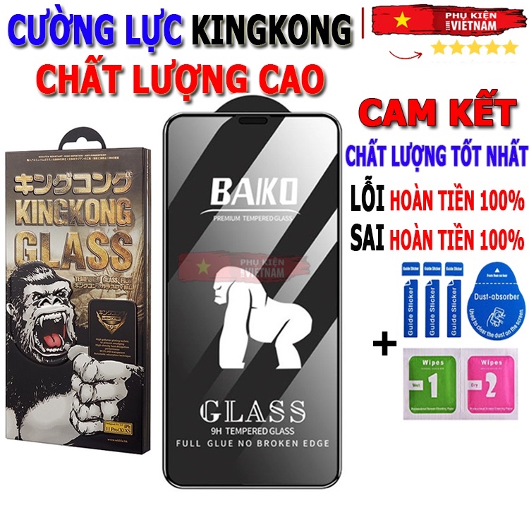 Kính Cường lực KingKong BAIKO full màn iphone 6/ 6s/ 7/ 8 plus/ x/ xs/ 11/ 12/ 13/ 14/ 15 promax