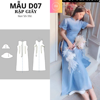 Rập giấy áo dài cách tân tay bồng tiểu thư D07 size XS-3XL