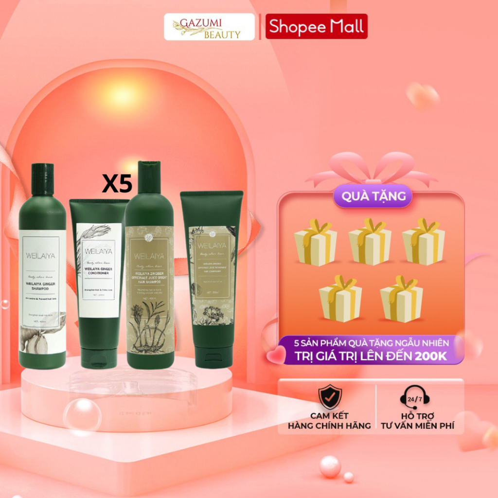 Combo Cặp Dầu Gội Xả Gừng Weilaiya 5 Cặp (Giá Sỉ), Ngăn Giảm, Kích Thích Mọc Tóc - Gazumi Beauty