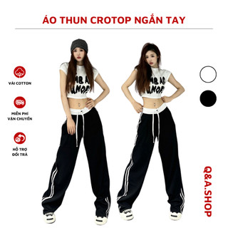 Áo Thun Croptop Nữ Ngắn Tay Cổ Cao Form Ôm Tôn Dáng Họa Tiết In Chữ Nổi Bật CRI-02