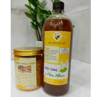 Combo 1lit mật ong nguyên chất hoa nhãn và 500g phấn hoa ngũ sắc đặc sản thiên nhiên núi rừng tây bắc
