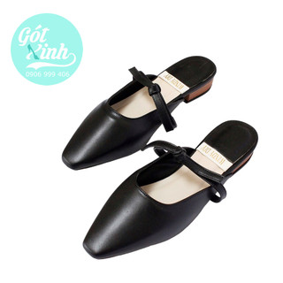 Giày sục nữ mũi vuông quai thắt 2 phân có size ngoại cỡ-Hình thật shop tự chụp