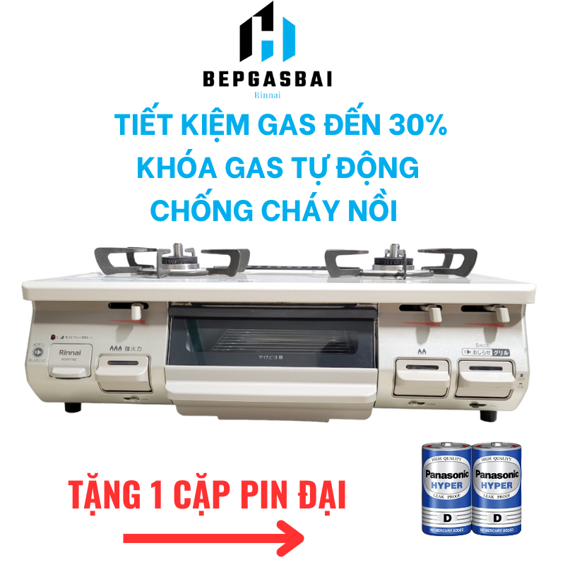 Bếp ga RINNAI nội địa nhật chống cháy nồi tự động ngắc gas nút nhấn tiết kiệm ga đến 30% đời cao an toàn