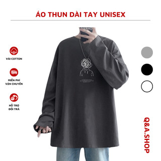 Áo Thun Dài Tay Unisex In Họa Tiết Màu Sắc Đen Trắng Xám Dáng Suông Form Rộng Phong Cách Năng Động ATT-D2
