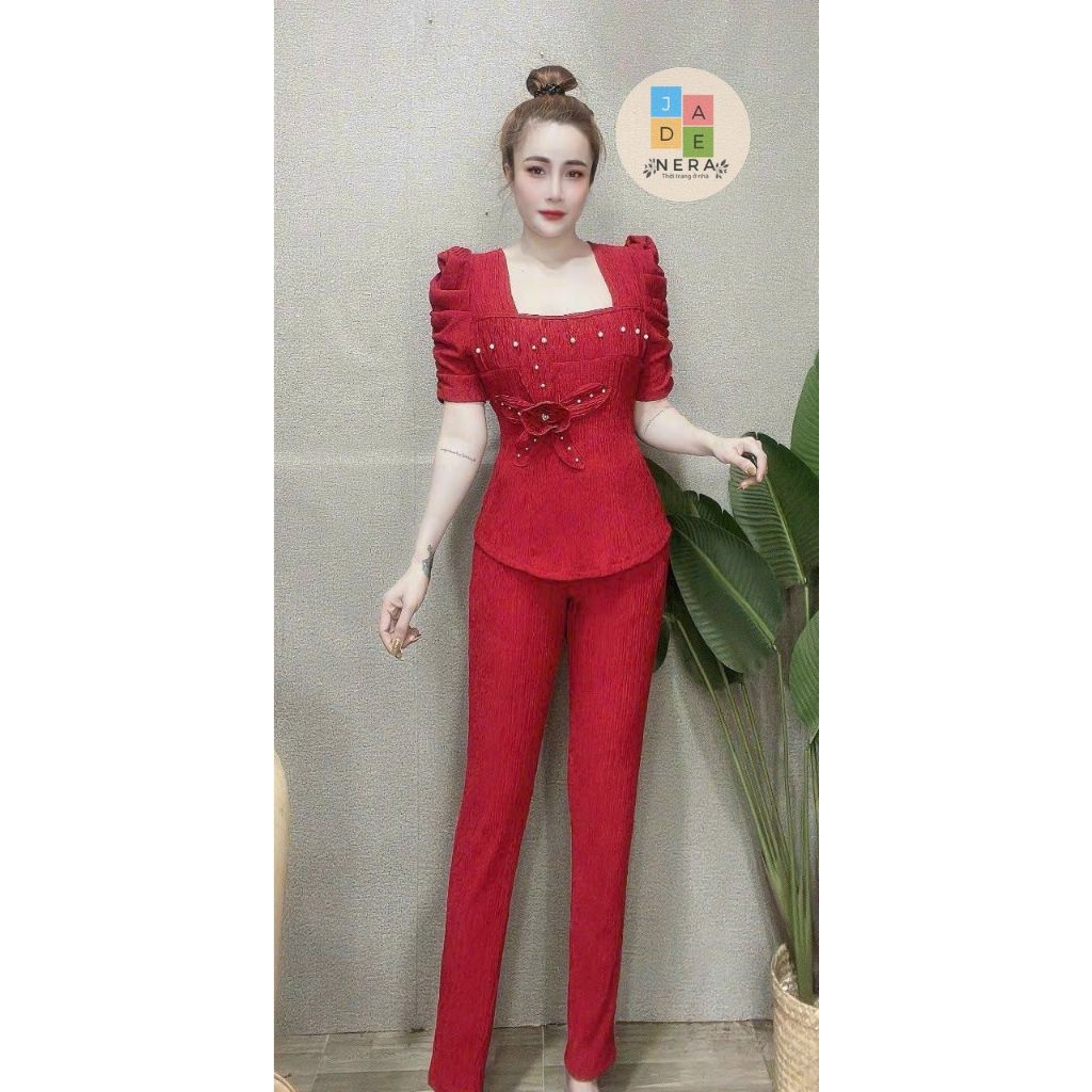 Bô mặc nhà, tay ngắn quần dài, ống nhỏ, xốp nhật - Freesize (40-60kg)