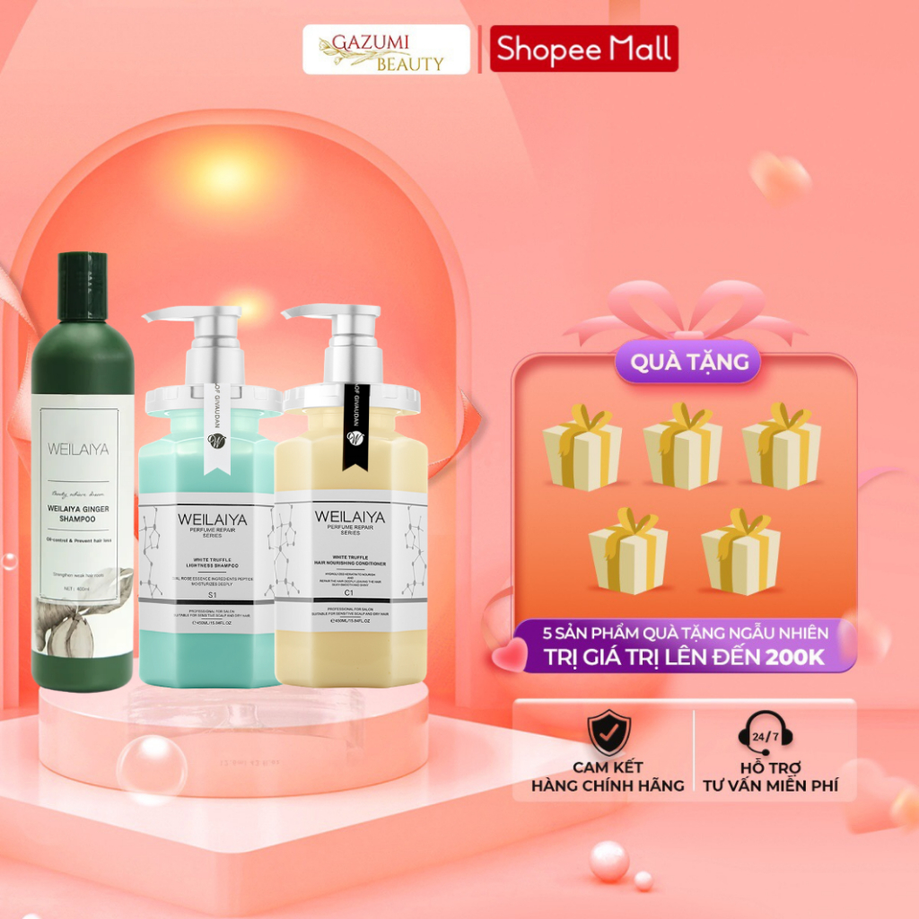 Combo Dầu Gội Weilaiya Phục Hồi Đa Tầng Nấm Truffle 450ml & Dầu Gội Gừng Weilaiya 400ml - Gazumi Beauty