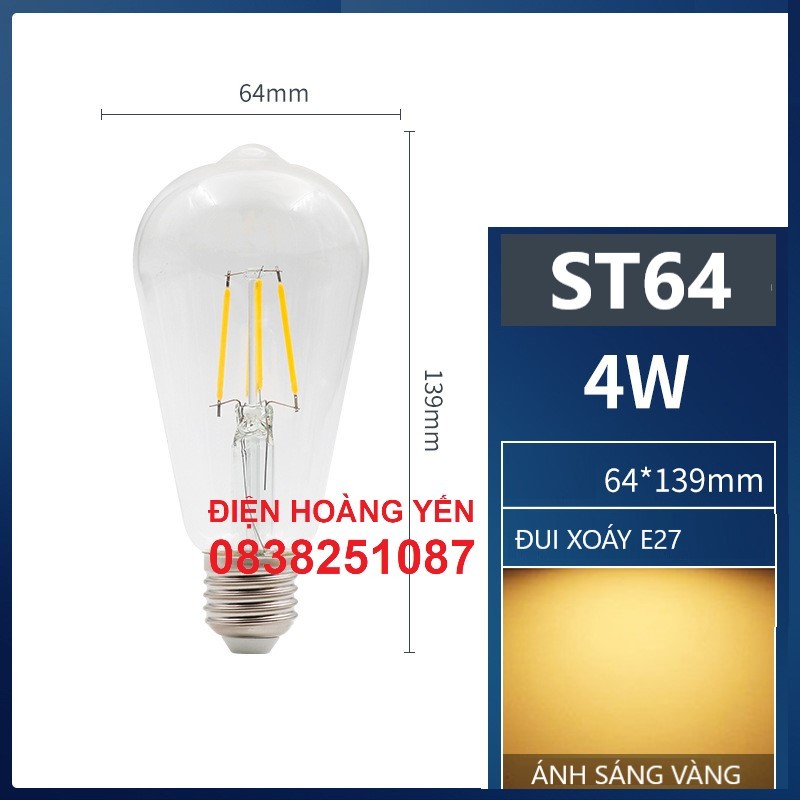 Đèn Led Edison ST64 4w Trang Trí Nghệ Thuật