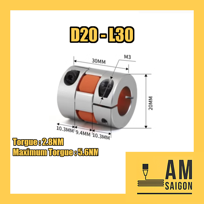[D20-L30] - Khớp nối mềm công nghiệp CNC D20 - L30