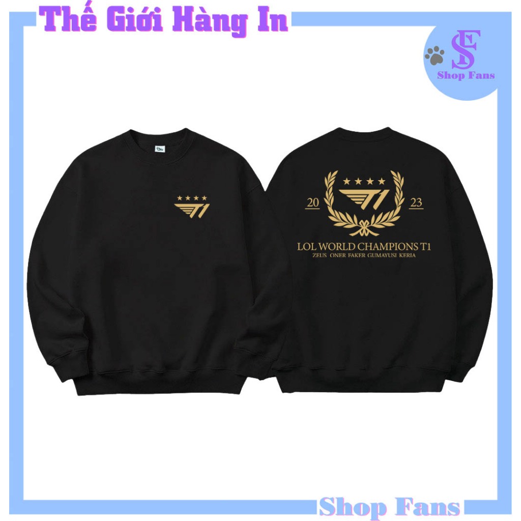 [ Có size từ 29-89kg] Aó sweater nỉ ấm in logo đội tuyển SKT T1, áo nỉ dài tay SKT T1 mới nhất nam n