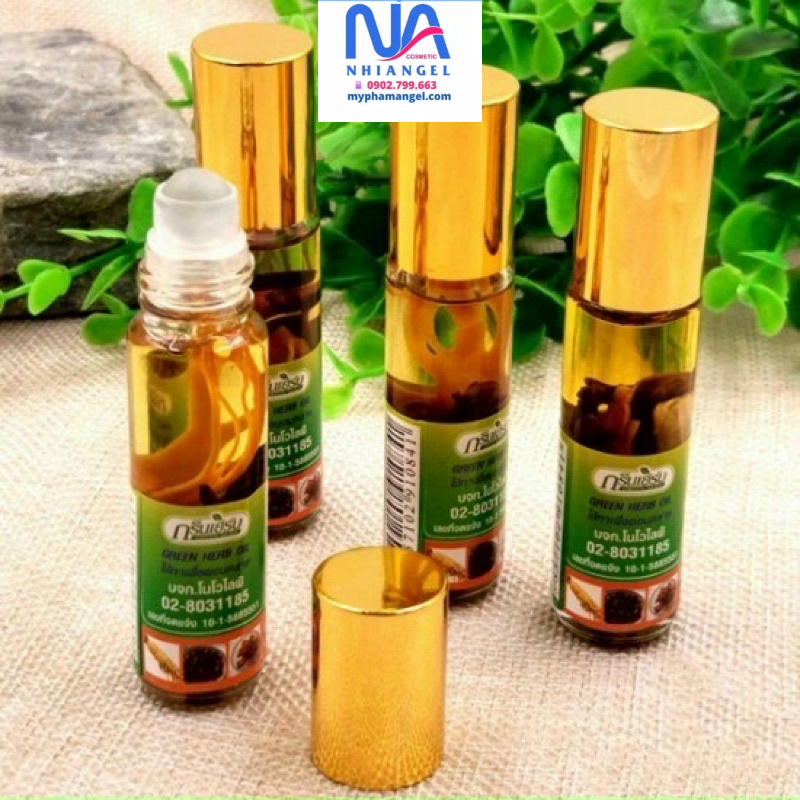 Chai dầu lăn sâm thái lan nắp vàng