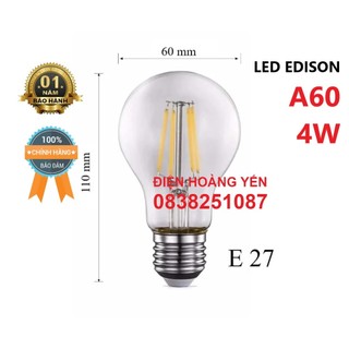 Bóng Đèn LED Edison A60 4W Ánh Sáng Vàng Hình Quả Chanh