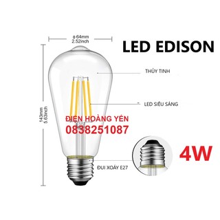 Bóng Đèn LED Edison ST64 Vàng Nắng Xả Kho