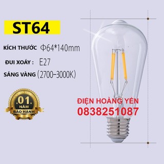 bóng led edison thủy tinh ST64 4W ánh sáng vàng đui xoáy E27