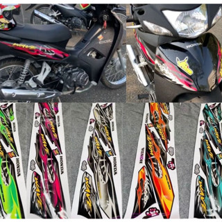 Tem Xe Wave Team Lửa  Wave 3 Lớp Mẫu Lửa Cháy  Pk Văn Thắng Tem Dán Xe Wave 50/100/110cc