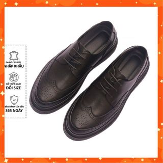 Giày Da Nam Cao Cấp Derby Buộc Dây Kiểu Giày Tây Âu Nam Hàn Quốc Da Bò Xuất Khẩu Đế Tăng Chiều Cao Kiểu Dáng Trẻ Trung