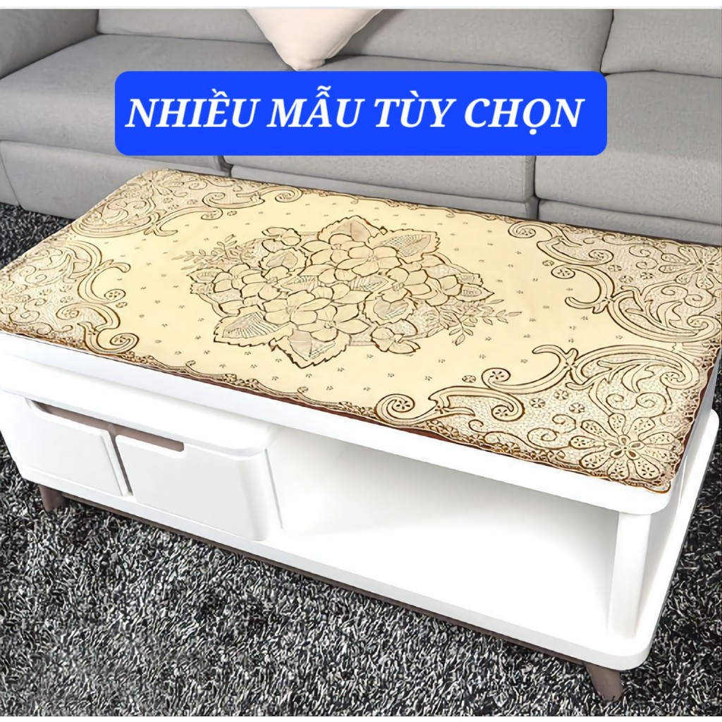 Khăn trải bàn NHŨ VÀNG sang trọng không thấm nước, chống thấm dầu mỡ, dễ lau chùi, màu vàng kem vân nỗi