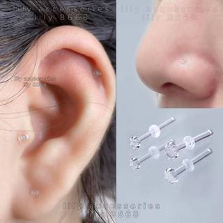 Khuyên tai - khuyên mũi - khuyên môi thủy tinh trong suốt