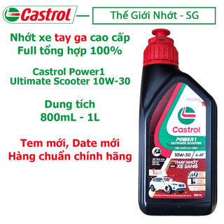 Nhớt cho xe tay ga castrol power1 ultimate tổng hợp 100% 10w30 800ml