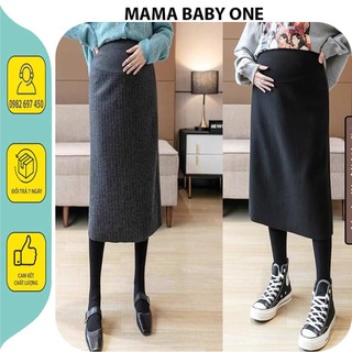 V690 chân váy bầu chất len thời trang thu đông-chân váy bầu thiết kế có đáp bụng chun chỉnh bụng tiện lợi fresize dễ mặc