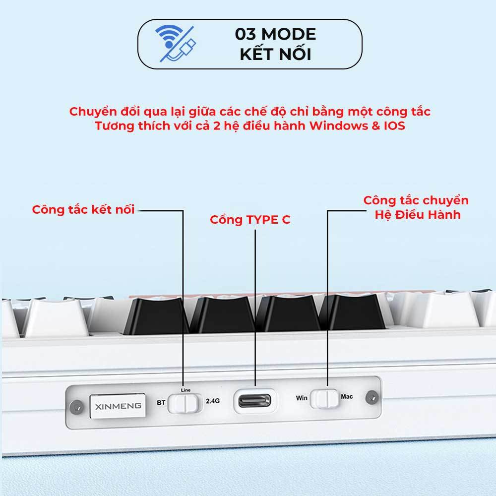Bàn Phím Cơ Gaming Không Dây 3 mode Led RGB Hotswap lót foam đầy đủ XinMeng M87 Pro Luneta KB01 | BigBuy360 - bigbuy360.vn