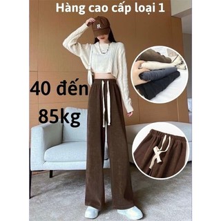 Quần Len Nhung Tăm Ống Rộng, Bigsize Lưng Thun Dây Rút Dáng Dài Suông, Chất Liệu ẤM ÁP Cao Cấp Hàng Loại 1