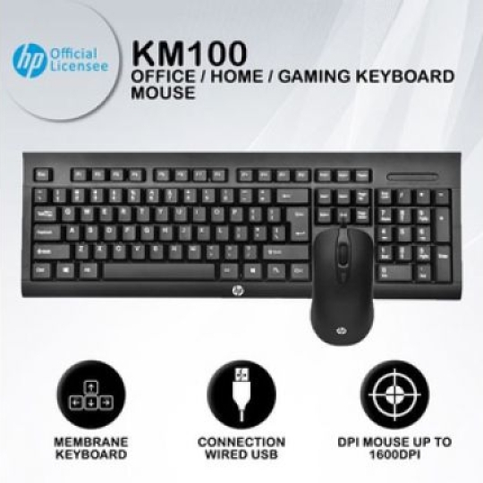 Combo Phím Chuột HP KM100 USB (Đen)