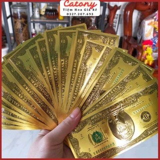 1 tờ tiền USD mạ vàng, đồng đô la mạ vàng làm tháp tỏi, làm oản, giỏ hoa, tháp bánh tháp nước Tài lộc, giỏ quà Tết
