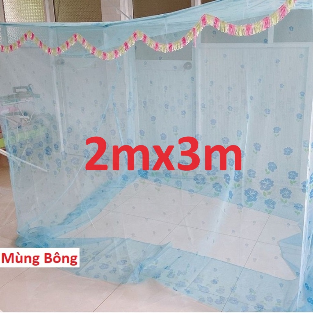(2mx3m) Mùng Thái in Bông Đẹp, Màn Lỗ Nhỏ Chống Muỗi Hàng Không Cửa