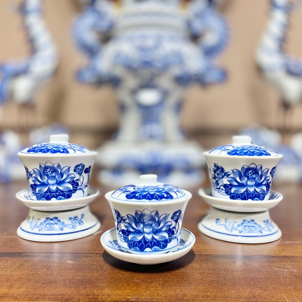 Bát sâm - Đồ thờ cúng - Bộ thờ men lam