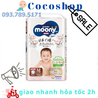 Tã/ Bỉm Moony Natural các size NB63/ S58/ M46/ L36/ XL 32