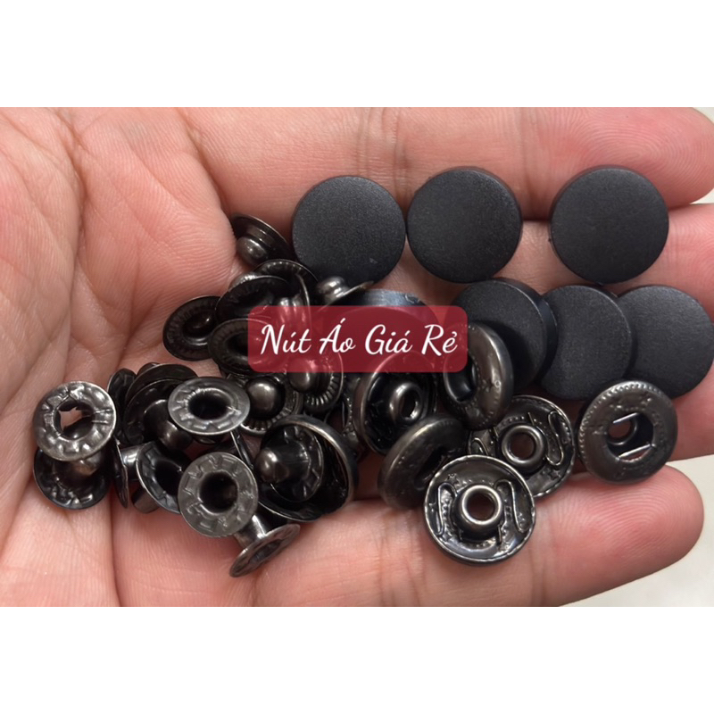 Sét 20 - 50 Nút bóp/ nút bấm 4 chi tiết/ 4 thành phần nhựa 15mm trắng & đen,inox màu bạc & đồng