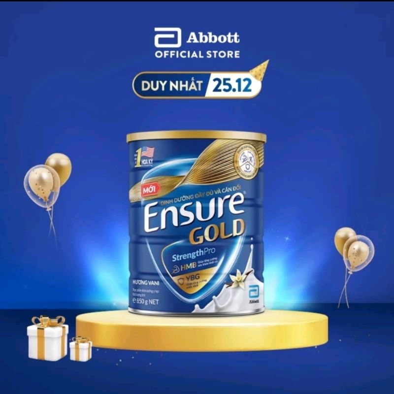 Sữa Bột Ensure Gold Abbott Hương Vani (HMB + YBG) 850g