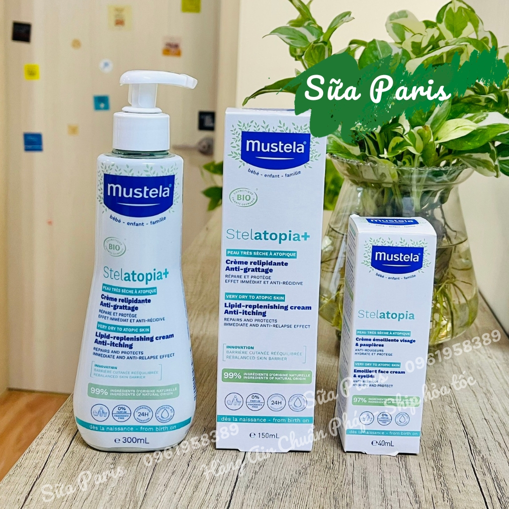 Mustela Stelatopia kem dưỡng da mặt và cơ thể cho trẻ sơ sinh & em bé da chàm thể tạng full size_Sữa Paris Aderma