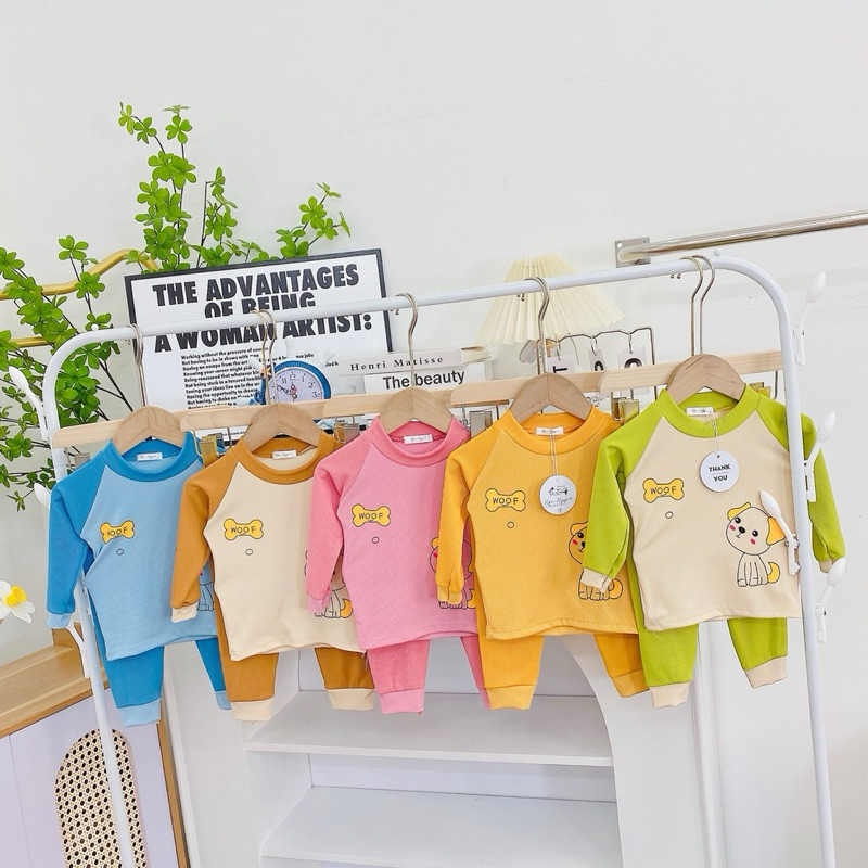 Bộ đồ dài tay thu đông len tăm cho bé trai bé gái 7-17kg, quần áo đồ bộ ngủ cho bé Mummy Baby Shop