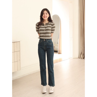 LIN CLOSET [QDL130] Quần jean BASIC ỐNG ĐỨNG PHỐI TÚI SAU LẠ MẮT