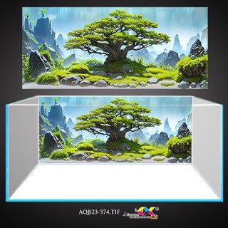 Tranh 3d dán hồ cá - bể cá siêu đẹp, có keo sẵn trên bề mặt, in theo KT yêu cầu AQB23-574