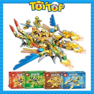 [Một mẫu lẻ] Đồ chơi lắp ráp rồng vàng ninjago thú cưỡi chiến đấu Ninja của Kai, Jay, Lloyd, Cole xếp hình LY 68088