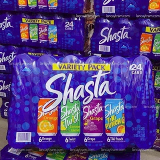 🥤🍇🍊🍋🍍🍎 THÙNG 24 LON NƯỚC NGỌT CỦA MỸ SHASTA 4 VỊ TRÁI CÂY MIX - NHO - CAM - CHANH VARIETY PACK 355ML U.S.A 🇺🇸