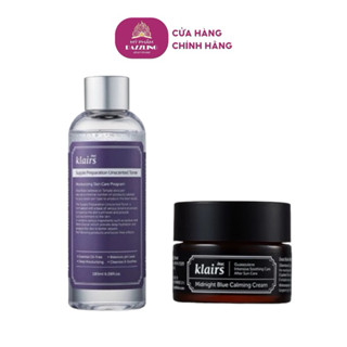 Combo Toner Klairs Unscented + Kem dưỡng Klairs Midnight Blue Calming Cream 30ml