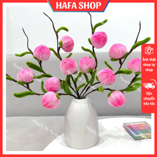 [ NGUYÊN LIỆU] Set Cành Đào Tiên Bằng Kẽm Nhung Decor Trang Trí Bàn Làm Việc, Phòng Khách