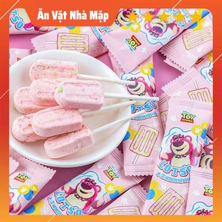 Kẹo mút sữa bò gấu dâu lotso mix kẹo nổ vị dâu tây popping candy