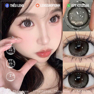 🎀 kính áp tròng lens xám marshmallow gray 0.00 độ size giãn to 14.5mm - hsd 12tháng