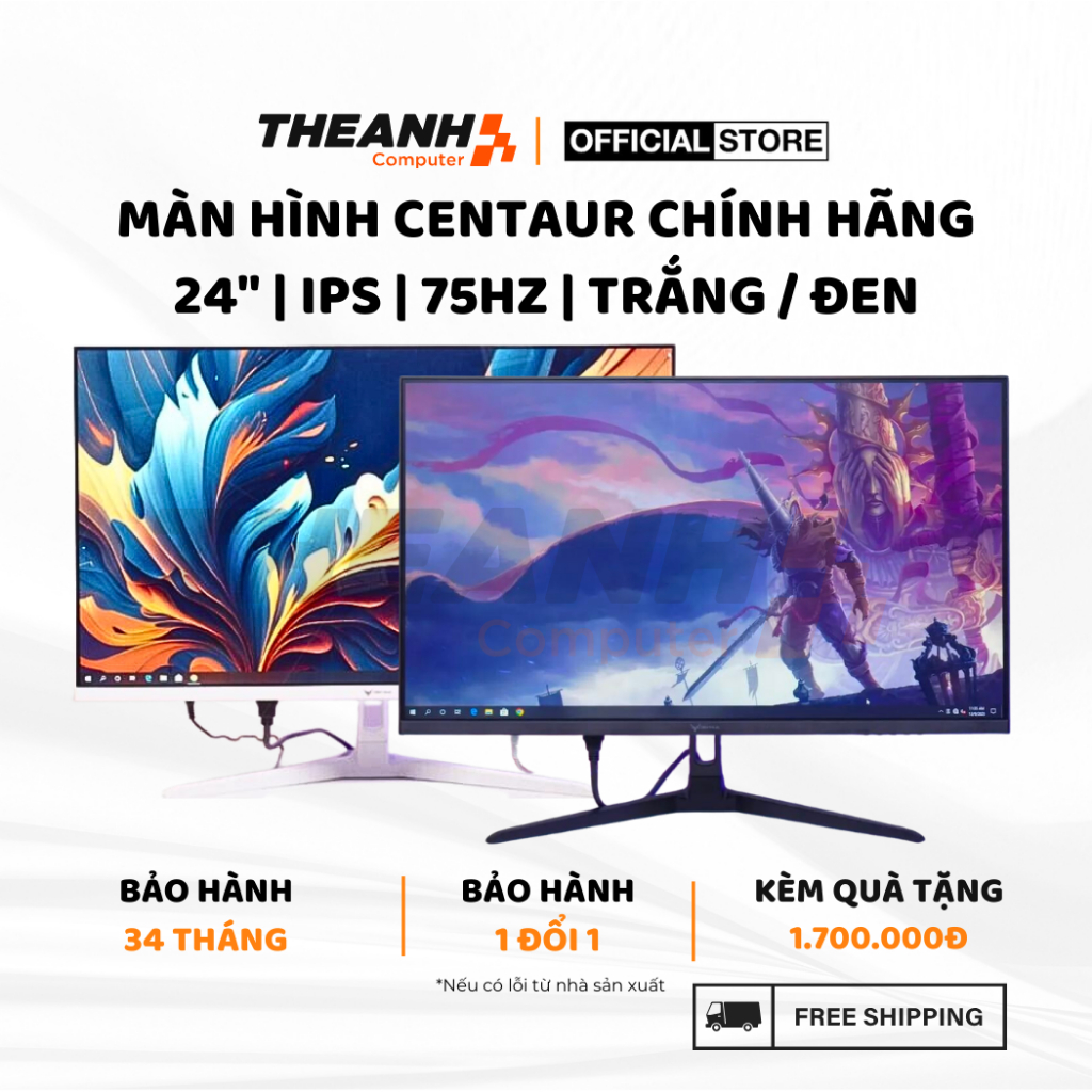 Màn Hình Máy Tính Centaur 24 Inch CT2403HM Trắng/Đen - Màn Hình Centaur Chính Hãng 75Hz/IPS/Full HD -Màn PC Bảo Hành 24T