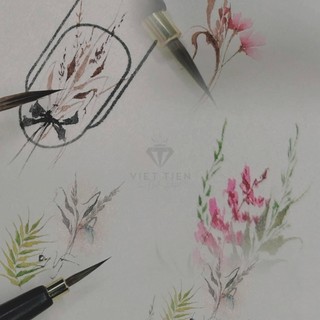 Cọ thư pháp cán gỗ vẽ màu nước
