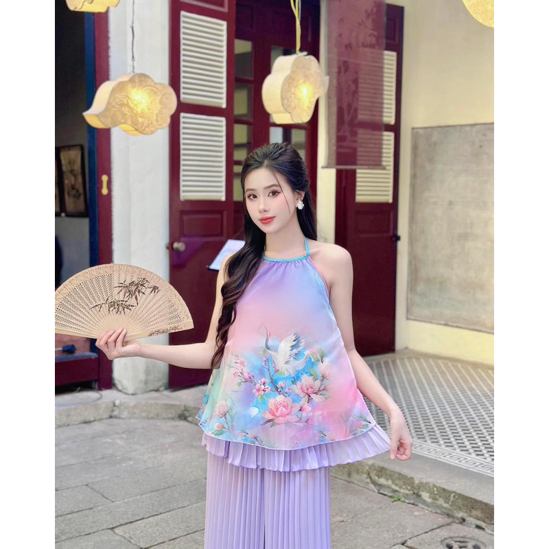 Set yếm tơ quần suông dập ly TKCC