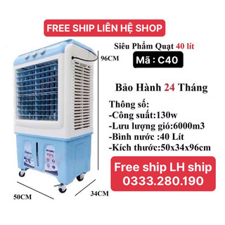 FREE SHIP Quạt điều hoà hơi nước 40L mặt kính mã C40