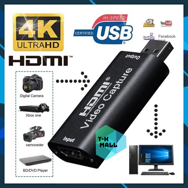 Đầu chuyển đổi ghi hình HDMI Video Capture sang USB 1080p 4K Live Stream Máy Ảnh Máy Quay DVD Hội Họ